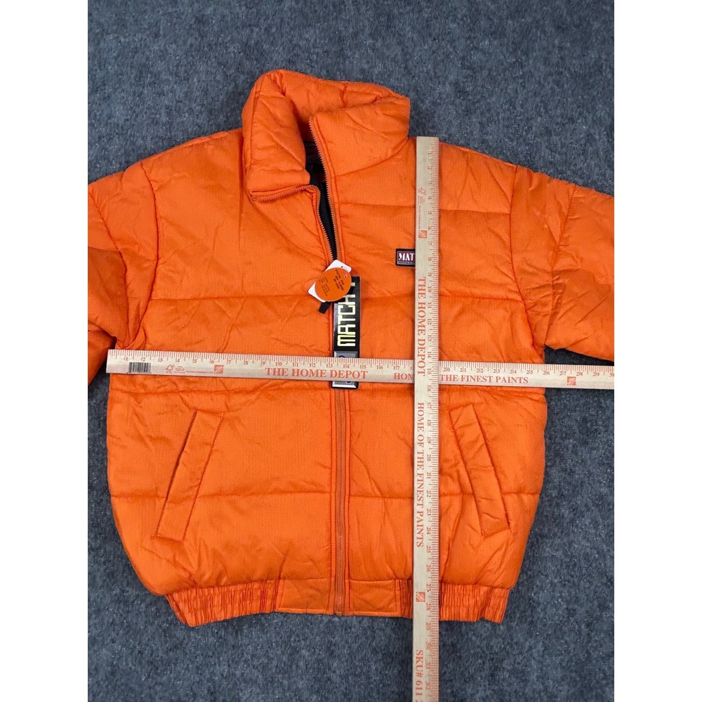Vintage Y2K Match 1 Orange Puffer Jacket Full Zip Collared Winter Size XL NEW - Picture 9 of 9